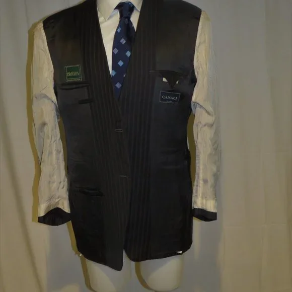 Canali 13320 Drop 7 Gray Striped Two Button Suit 42L